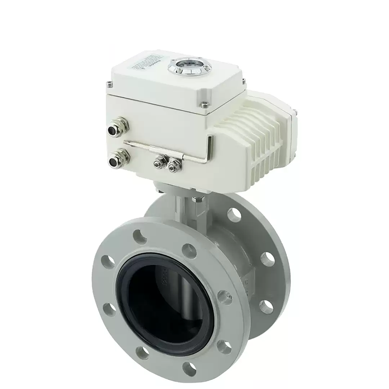 Electric butterfly valve with flanged ends